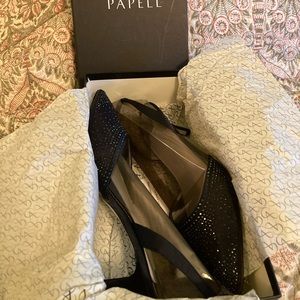 Adrianna Papell mother of the groom navy beaded wedding shoes . Never worn